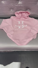 Load and play video in Gallery viewer, Kids Light Pink with white Print Lalondon Hoodie
